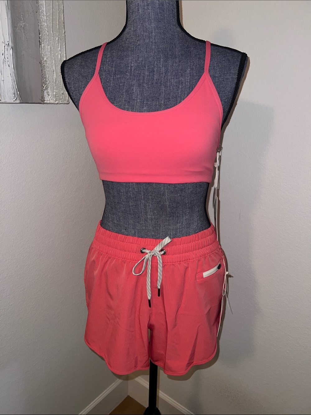 Vuori Clementine 2.0 4” Short & All the Feels Bra Sunset Pink